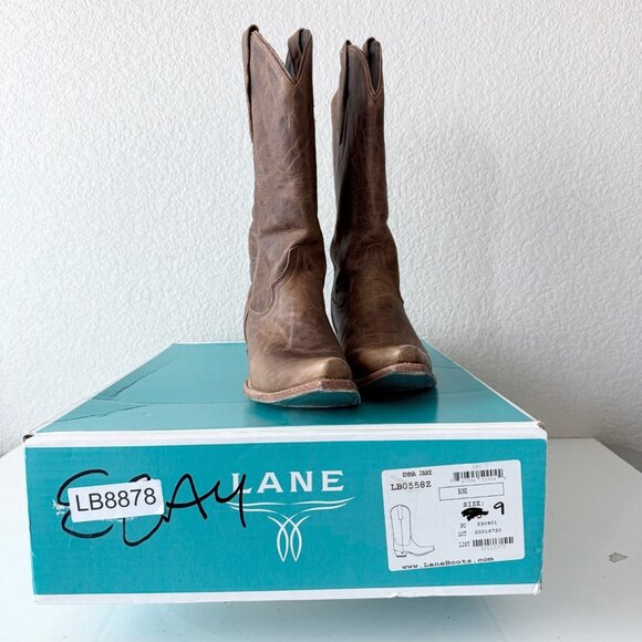 Lane EMMA JANE Womens Cowboy Boots 9 Burnt Caramel Western Cowgirl Mid Calf Tall - Picture 13 of 13